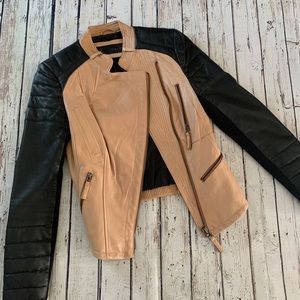 Zara two tone lamb skin moto jacket